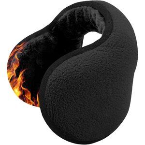 Unisex Black Fleece Ear Warmer for Cold Weather Running Behind the Head Earmuffs